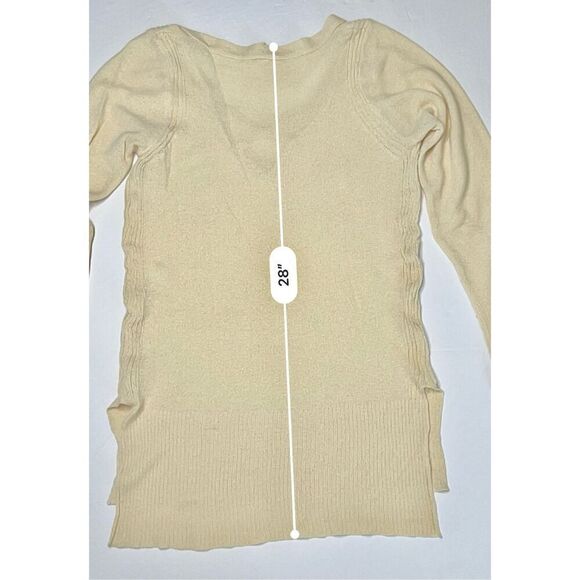 Wishlist Vneck‎ High Low Hem Split Sleeve & Hem Yellow Sweater sz Small - Picture 8 of 11